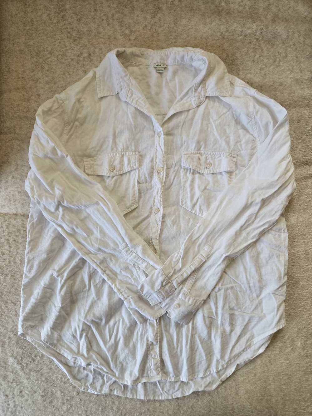 Aerie White Button Up Linen Longsleeve